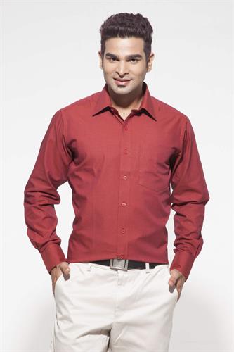 mens maroon formal full sleeve cotton shirt